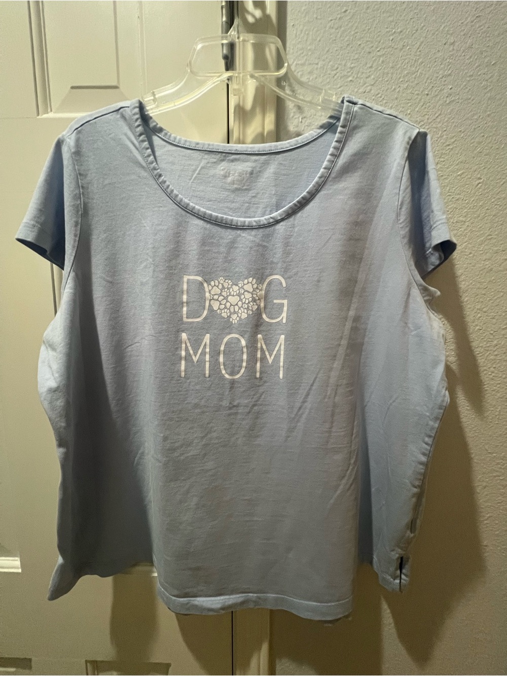 Women's Light Blue Cotton 'Dog Mom' Short Sleeve Tee Size 1X